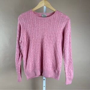 LL Bean Womens Medium Vintage Lambs Wool Cable Knit Crewneck Sweater Hong Kong
